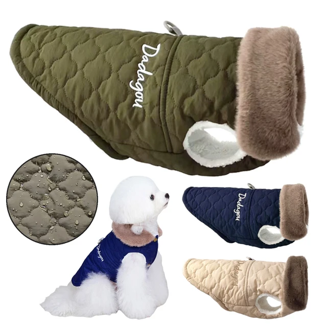 Manteau pour chien Veste à col en fourrure imperméable pour chien, manteau perforé, manteau chaud