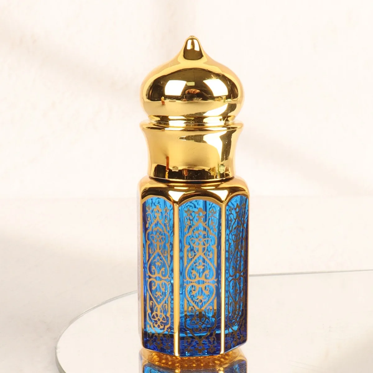 6/10/15ml Essential Oil Roller Bottle Gold Crown Shape Perfume Bottling Travel Electroplated Carve Glass Luxury Empty Bottle 6