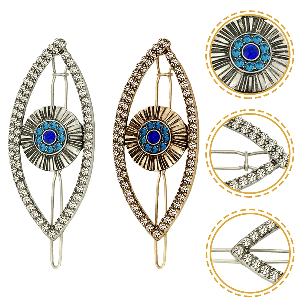

Lalafina Alligator Hair Clips Blue Evil Eye Hair Clips Turkish Evil Eye Hair 2Pcs Vintage Rhinestone Devil Eyes