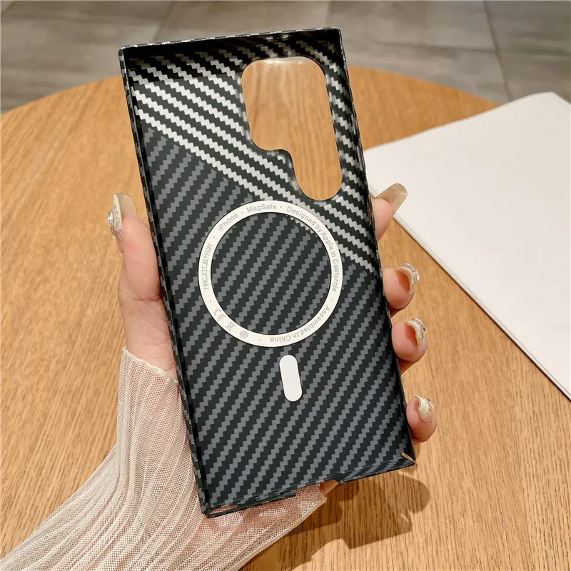 Ultra Thin Carbon Fiber Texture Wireless Charging Case - Sleek Hard PC Cover