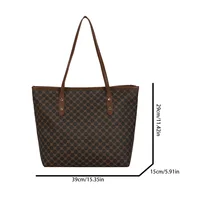 Sac à main vintage de luxe pour femme, imprimé monogramme, rivets, cuir PU, grande capacité, sac fourre-tout à fermeture éclair pour les trajets quotidiens 2