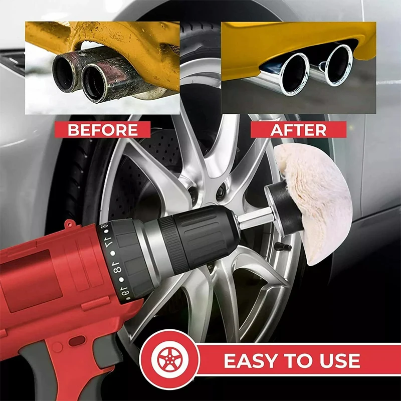 6PCS Polished Cotton Wheel Cylindrical Mushroom Cone T-shaped Waxed White Cotton Wheel Polishing Pad Mop for Car Polisher Drill car polishing pad car polish pad polishing wheel disc