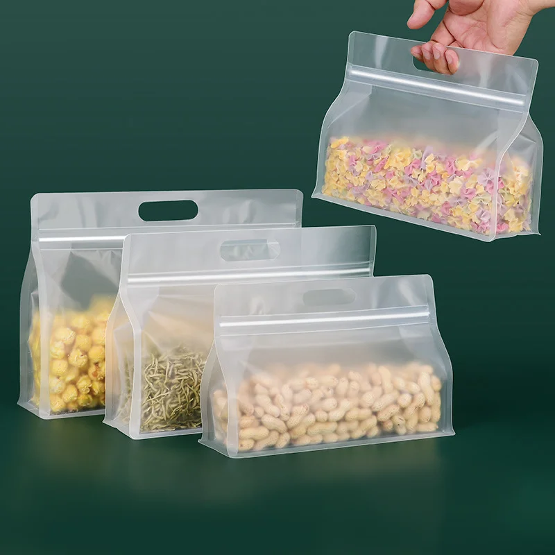 100 3D transparent plastic self sealing bags for portable DIY identification, snacks, sugar, beans, and customizable logos 2