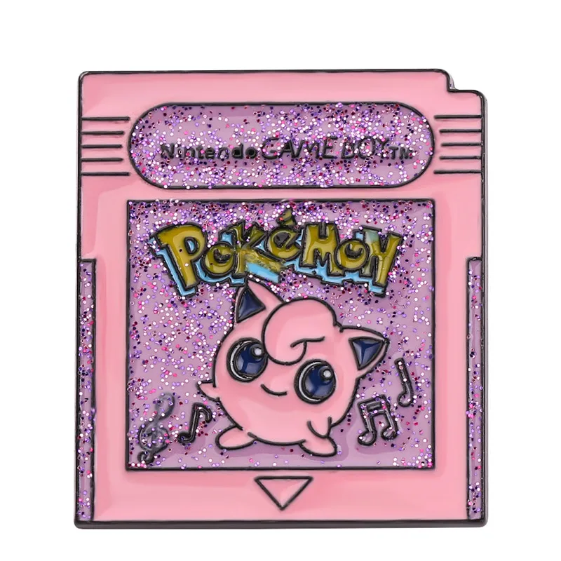 

Pokemon Nintendo Gameboy TM Hard Enamel Pins Collect Kawaii Flash Pink Jigglypuff Cartoon Brooch Badge for Children Kids