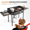 3 Burner Gas Stove with 2 Side Shelves, 225,000BTU Portable Propane Stove with Removable Leg, Wind Panel, Regulator for Camping 5
