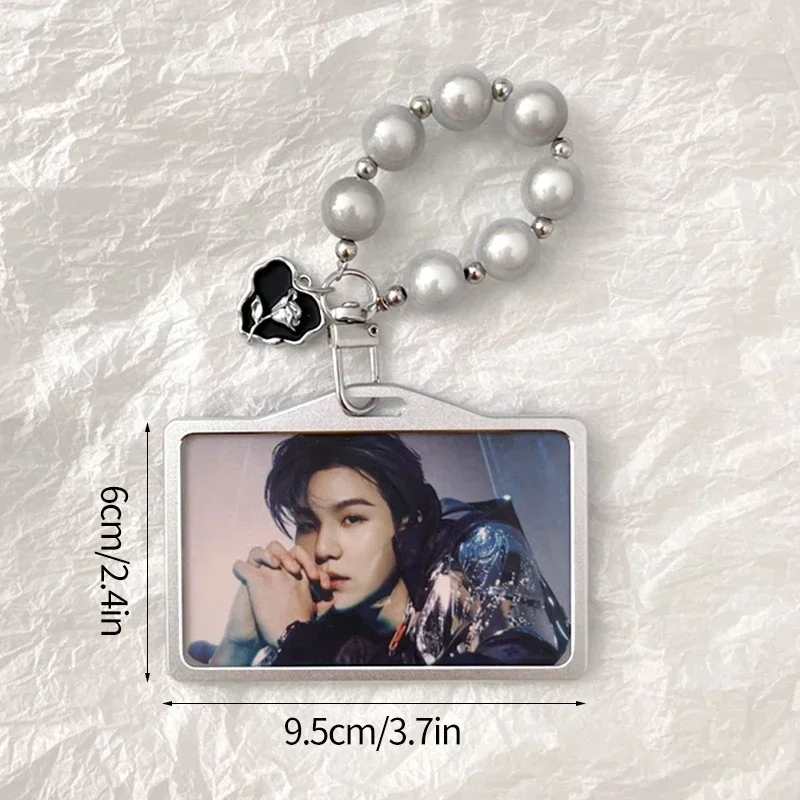 Ins Acrylic Photocard Holder Kpop Idol Card Holder Transparent Photo Sleeves Portable ID Bus Card Protector Pendant Keychain