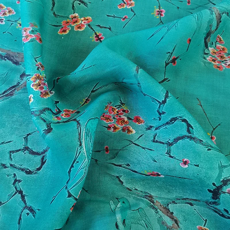 

Classic High Quality Natural Pure Ramie Digital Printing Fabric Summer Thin Chinese Robe Dress Tissu Diy Sewing