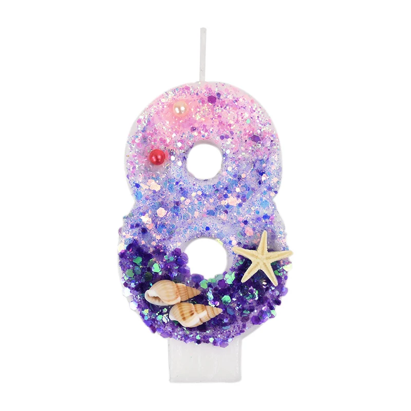 Mermaid Cake Candle Topper in Pink and Purple - Under the Sea Birthday Party Decoration