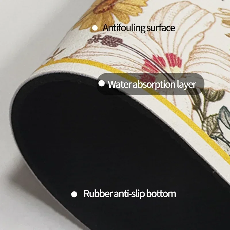 Nappa Skin Faucet Splash Catcher Absorbent Mat Printed Sink Splash Guard Countertop Protector Drying Pads for Kitchen Bathroom