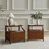 Wood Nightstand with Charging Station, 2-Drawer Dresser with Wooden Legs, Mid-Century Modern Nightstand 1