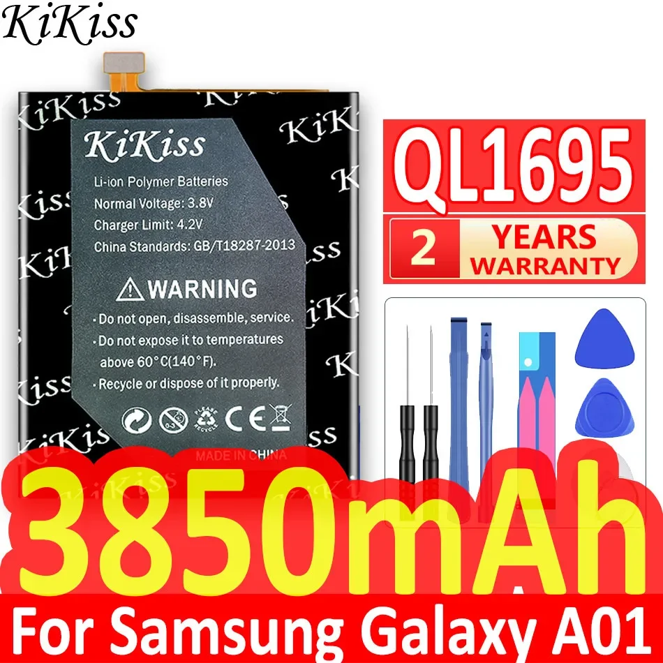 

KiKiss Сменный аккумулятор для телефона QL1695 QL 1695 для Samsung Galaxy A01 3850 мАч батареи