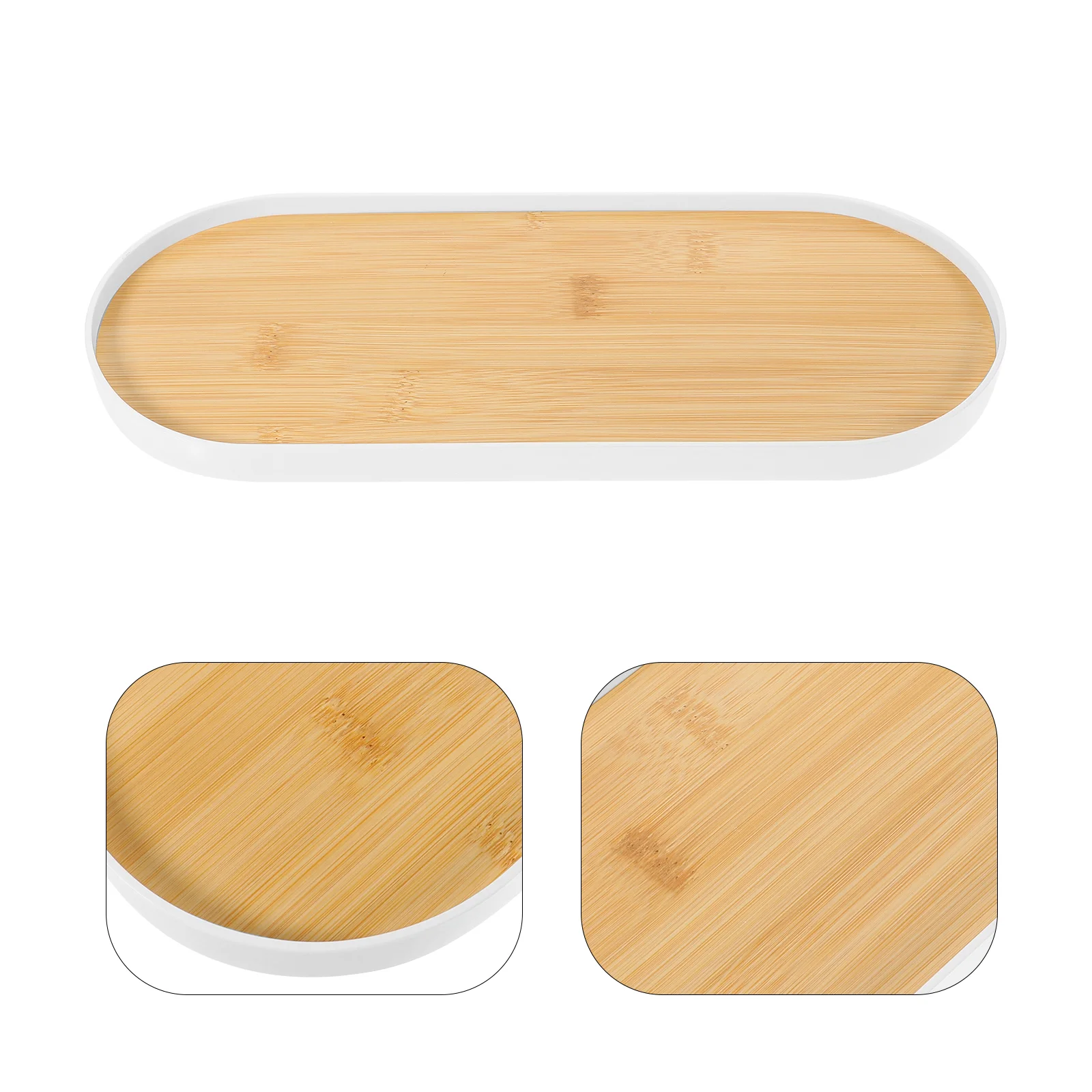 

Daily Necessities Oval Storage Tray Vanity Perfume Holder Bamboo Ring Dish Plate