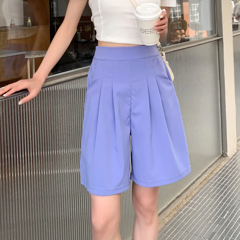 Women Shorts 2024 Summer Candy Colors Casual high waist loose half shorts for girls Soft Cool female Outwear Shorts