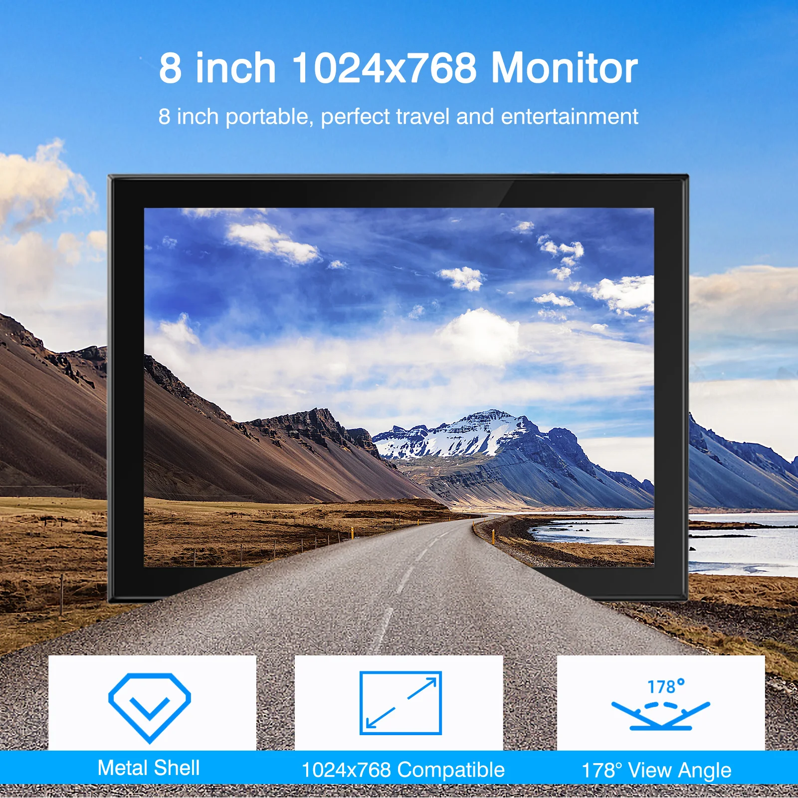 Miktver MK08-2 ÷ LCD ġũ , 8 ġ IPS ũž ÷, Ŀ , HDMI, VGA, BNC, AV Ʈ , DC12V   TV