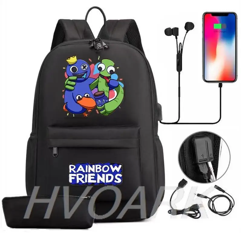 Kit Mochila Rainbow Friends Amigos Do Azul Babão Costas G F5