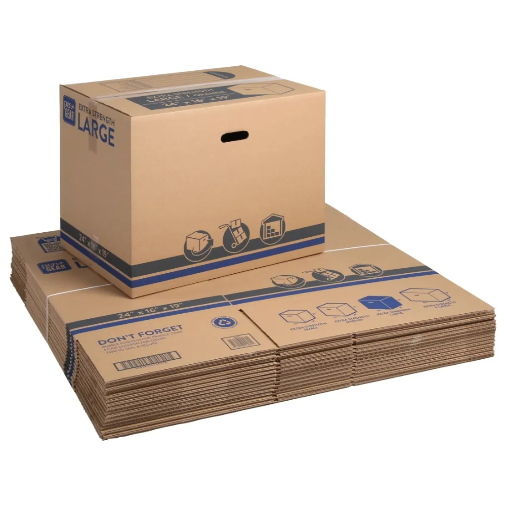 

Pen+Gear Large Extra Strength Recycled Moving Boxes, 24in.L x 16in.W x 19in.H, Kraft, 15 Count