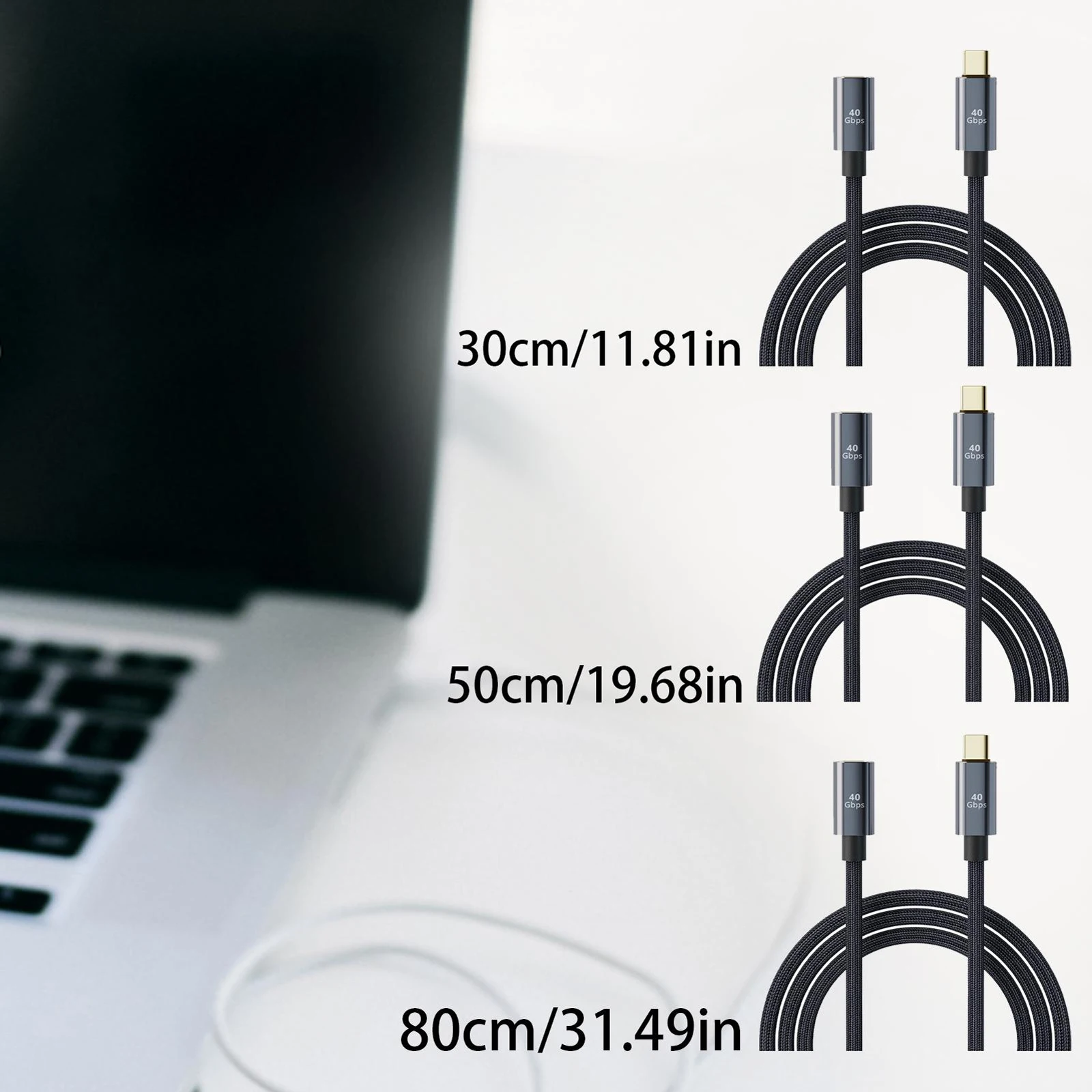 Cavo Prolunga USB C 40 Gbps 100 W - Adattatore Femmina-Maschio Tipo C Con Chip FPC, Lega Di Alluminio, Per Smartphone, Tablet E Laptop - Nero 13,8 Cm - 2