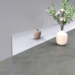 Durable Stainless Steel Skirting Board with Adhesive Backing - 5 Meters for Versatile Interior Use (Mirror Silver 5M)
