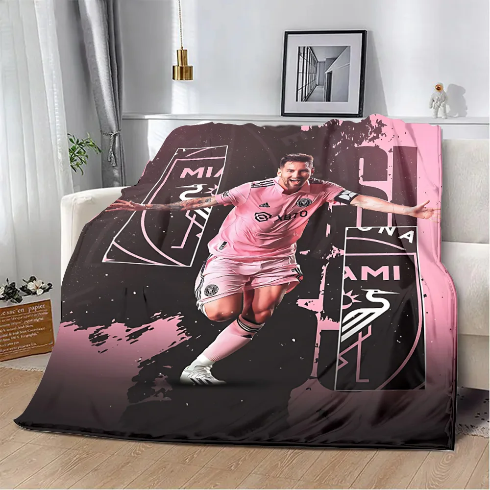 Printed Blanket Football star M-MessiS Picnic Blankets Warm Blanket Soft and Comfortable Blanket Home Travel Birthday Gift 2