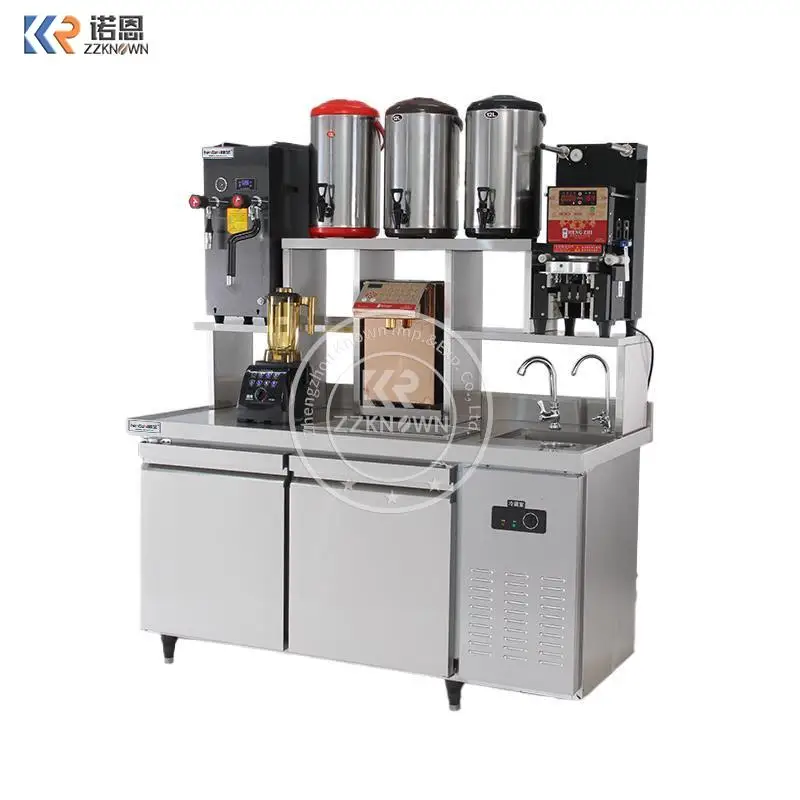 

Customized All Set Bubble Tea Equipment Working Table Oem Stainless Steel Bubble Tea Refrigerate Counter Bar For Milk Tea Shop