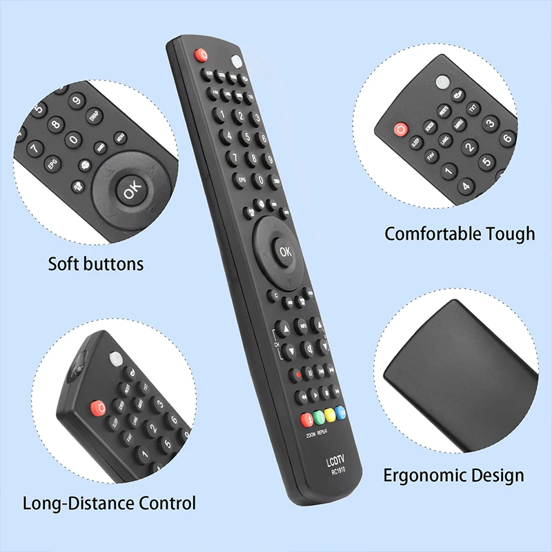 Telecomando Universale RC1910 Per TV Toshiba - Compatibile Con 19DL502B, 22DL702B, 32DV502B E Altri Modelli, Sostituisce RC-1910, Funziona A Infrarossi, Richiede 2 Batterie AAA