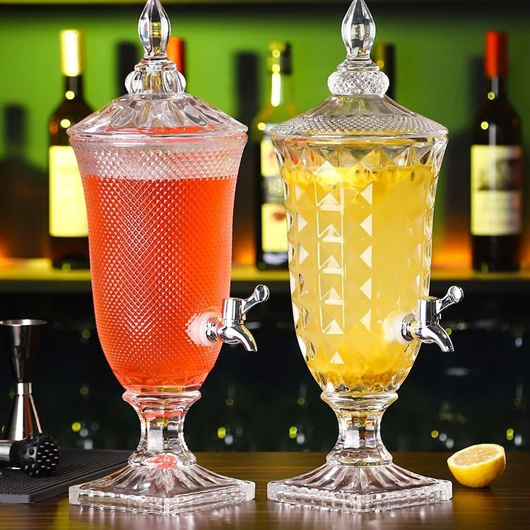 European Style Lead-free Glass Beer Kettle Juice Bucket with Faucet Hotel KTV Bar Cold Water Bottle Beverage Kettle Clear Glass