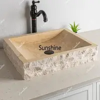 อ่างล้างหน้าหินอ่อนธรรมชาติสีทอง - อ่างล้างหน้าทรงไม่สม่ำเสมอสำหรับโรงแรม วิลล่า ลานบ้าน อ่างล้างหน้าหินที่มีเอกลักษณ์ 2