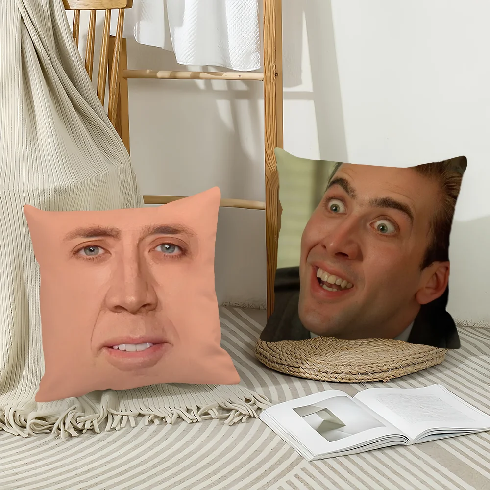 배우 뉴 팝 N-Nicolas C-Cage 재미있는 베개 케이스 사무실 쿠션 소파 자동차 침실 장식 쿠션 커버에 적합
