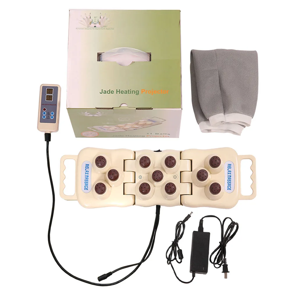 

Electric Jade germanium stone heating massage balls Negative Ion Foldable Natural Tourmaline FIR Heat Mat Back Neck Pillow