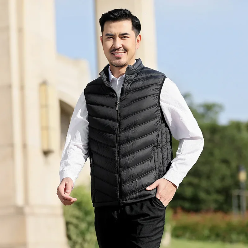 

BROWON Brand 2024 Fashion Black Cotton Vest Casual Warm Stand Collar Solid Color Vest Coat Zipper Slim Fit Winter Clothes Men
