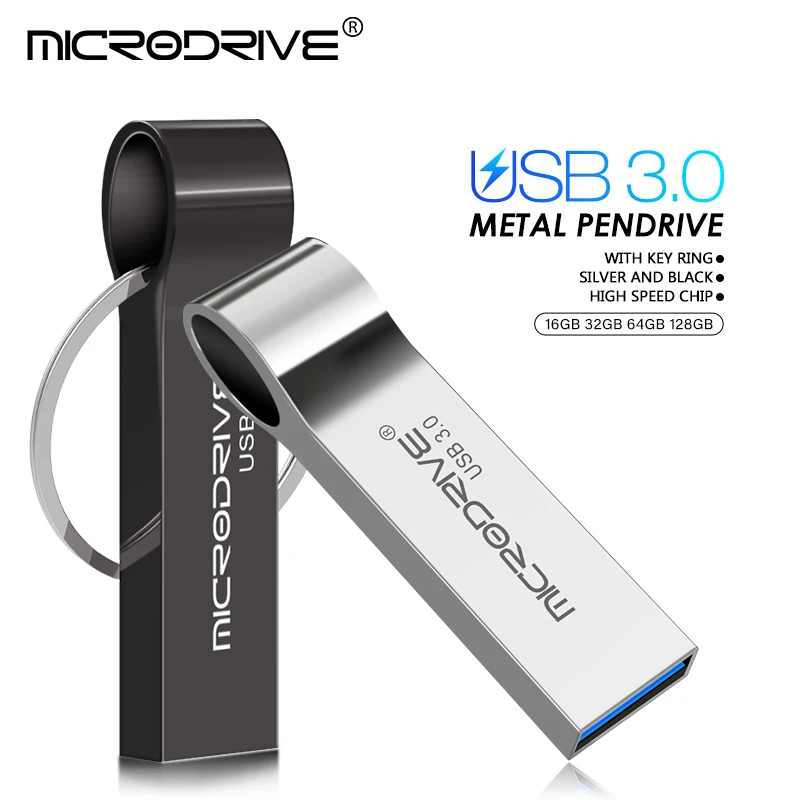 금속 USB 플래시 드라이브 펜드라이브 16GB 32GB 64GB 고속 메모리 스틱 USB3.0 디스크 128GB 방수 키링