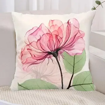 1pc Floral Print Cushion Cover Without Filler, Modern Throw Pillow Case For Sofa, Throw Pillow Party Decoration 17.7in 3