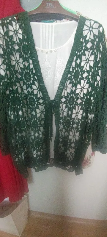 Sexy Hollow Lace Sunscreen Cardigan Sweater photo review