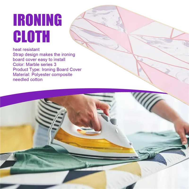A13U 140X49cm Fabric Marbling Ironing Board Cover Protective Press Iron Folding For Ironing Cloth Guard Protect Delicate Garment