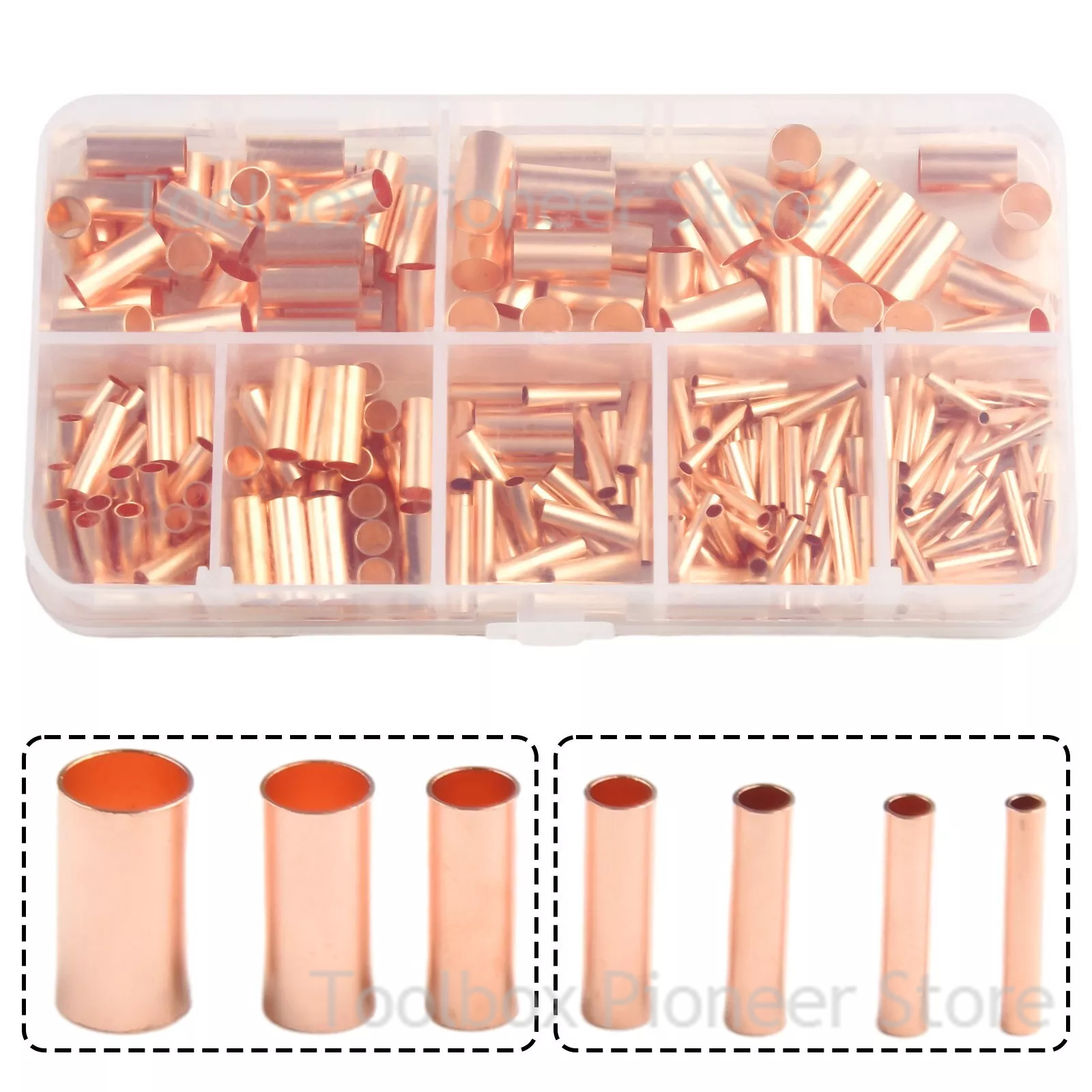 250Pcs Copper Tube Terminal Cable Lug Bootlace Ferrule Kit with Heat Shrink Tube Crimping Plier Connecting Pipe Wire Joint
