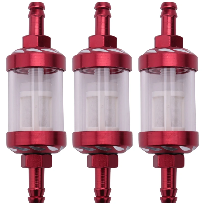 

3X Алюминиевый сплав стекло мотоцикл газ Топливо Бензин масляный фильтр аксессуары для мотовездехода внедорожник велосипед Мотокросс красный