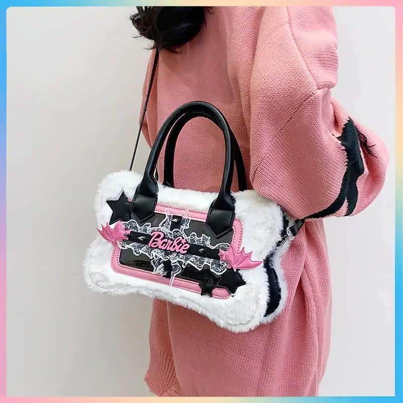 

Miniso Барби сумка на плечо плюшевые сумочки износостойкие женские модные Kawaii розовая сумка через плечо Tote Сумка кошельки подарки