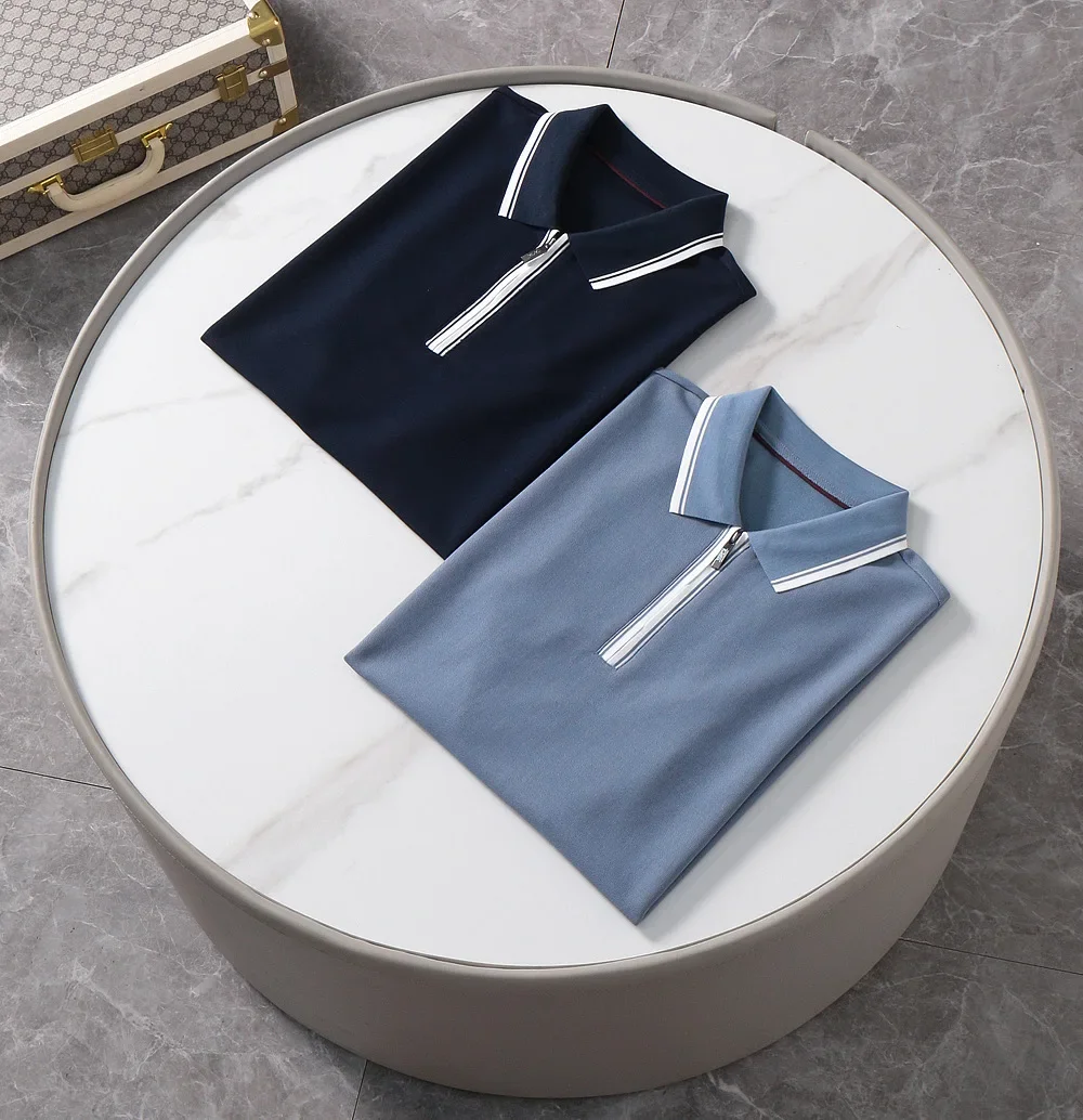 

T-Shirt men Short sleeve cotton 2024 summer new business thin comfort breathability quality Long staple V-neck Big size M-XXXL