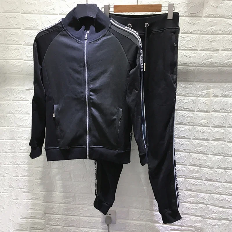 

2024 Men's Jacket Set Autumn and Winter Classic Noble Fashion Pattern Zipper Two-piece Set Casual Cardigan Pants