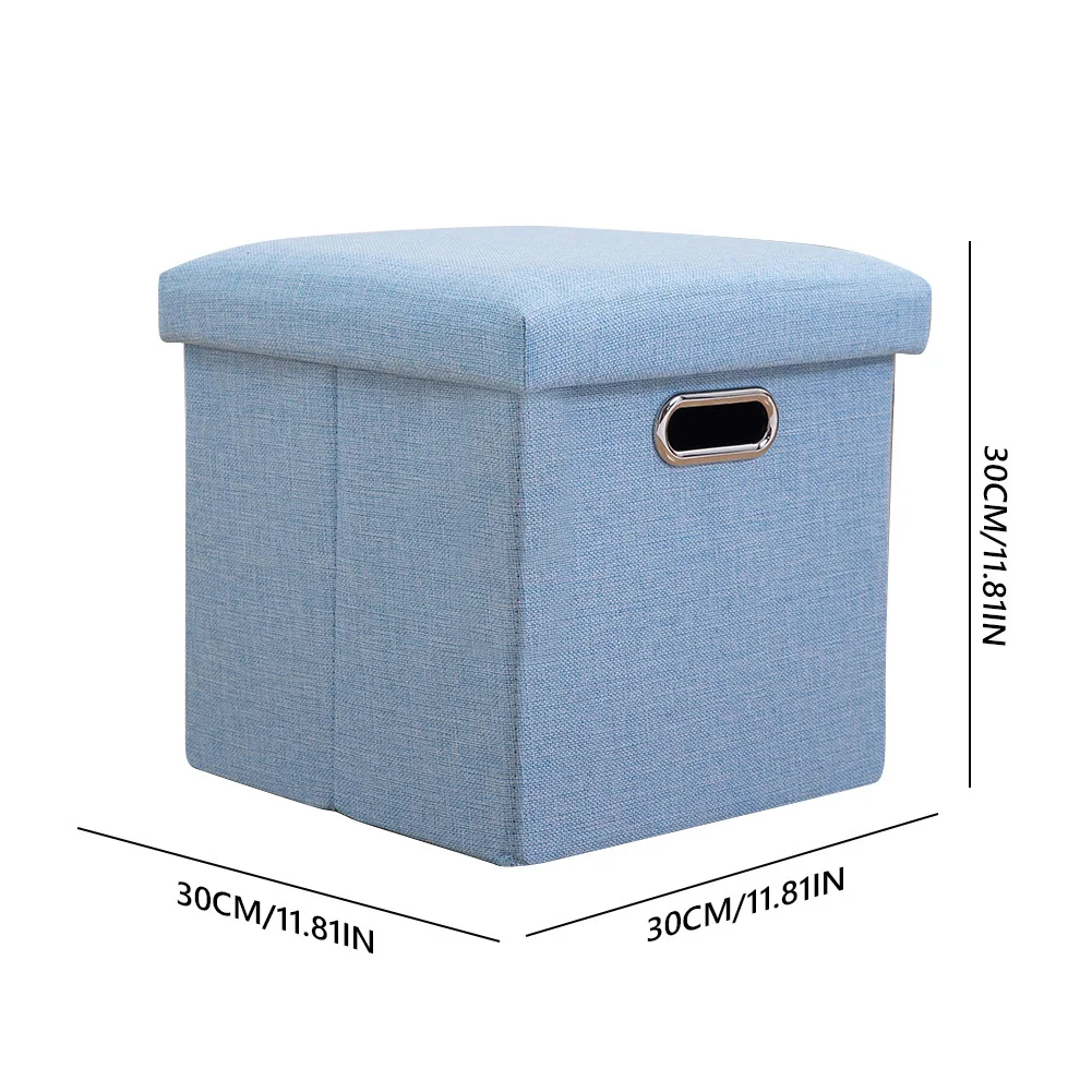 Folding Storage Ottoman Cube Chest Seat with Sponge Lid 11.81x11.81x11.81inch Foot Rest Storage Footrest for Living Room Bedroom