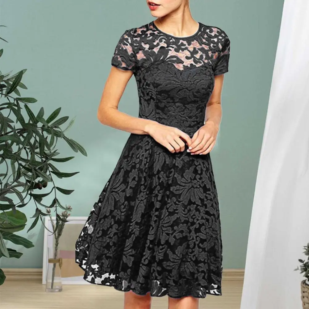 

Party Mini Dress Stylish Flower Embroidery Prom Dress Slim Fit Women Summer Dress