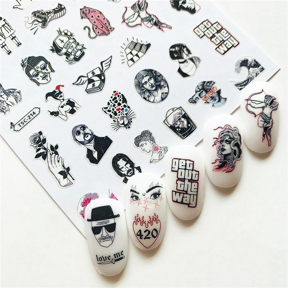 

Newest TSC-091-097 TSC series fashion english alphabet 3d nail art stickers decal template diy nail tool decoration