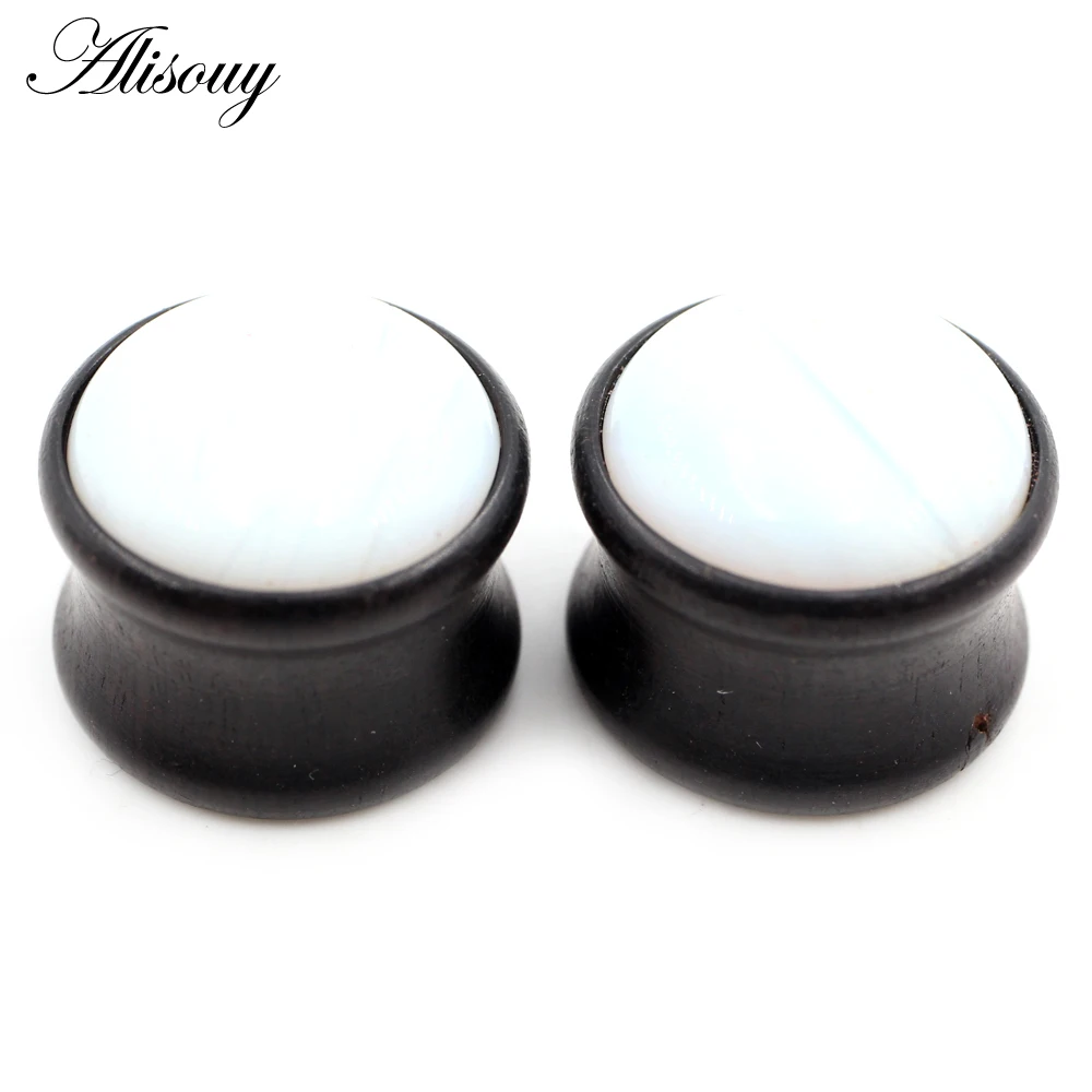 2PCS Natural Wood Opal Stone Flared Ear Plugs Tunnels Flesh Stretcher Guages Earrings Expander Piercing Body Jewelry piercing jewelry body piercing jewelry body jewelry ear piercing jewelry