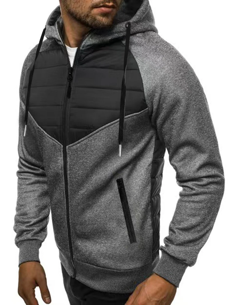 Autumn/Winter Men's Fashion Sports Full Zipper Hoodie Trendy Casual Solid Color Loose Large Size with Pocket Coat