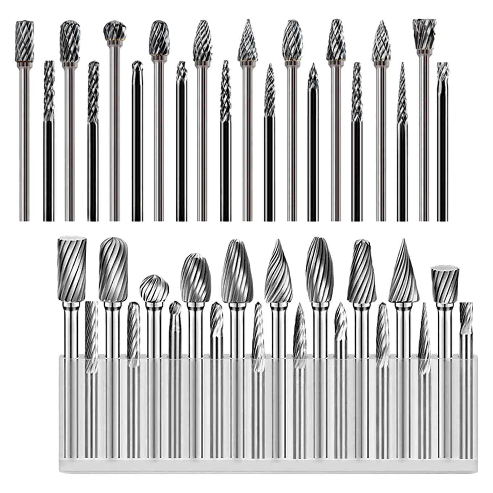 Tungsten Steel Rotary Files Milling Cutter Engraving Bits Fits Rotary Tool 3pcs Diamond Burrs for Die , DIY Woodworking Carving