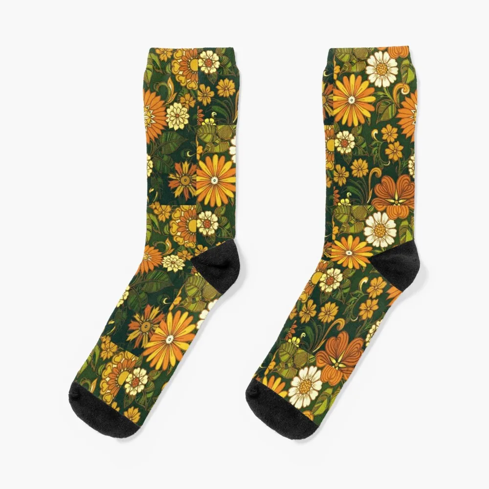 

Green and Orange 70s PatternSocks Socks For Men