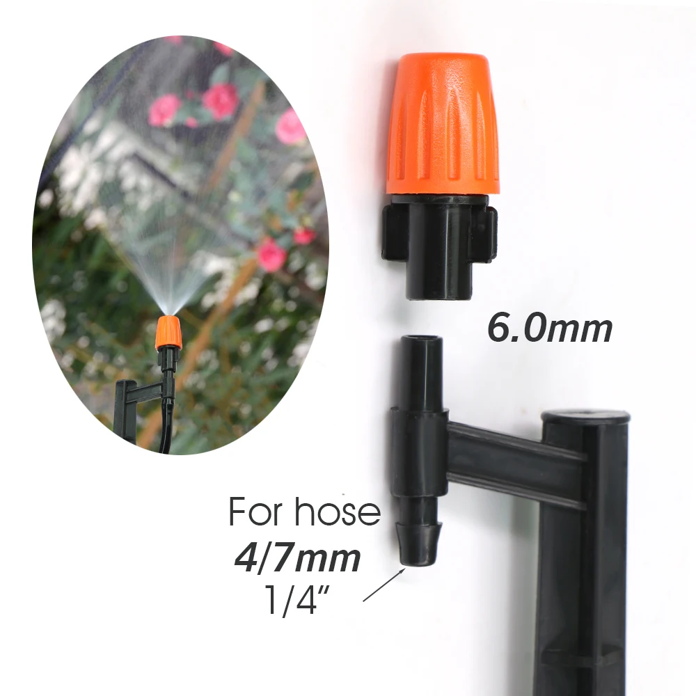 10PCS Orange Micro Drip Irrigation System Misting Nozzle Dripper Sprinkler Garden Watering Cooling System with Atomizing Holder