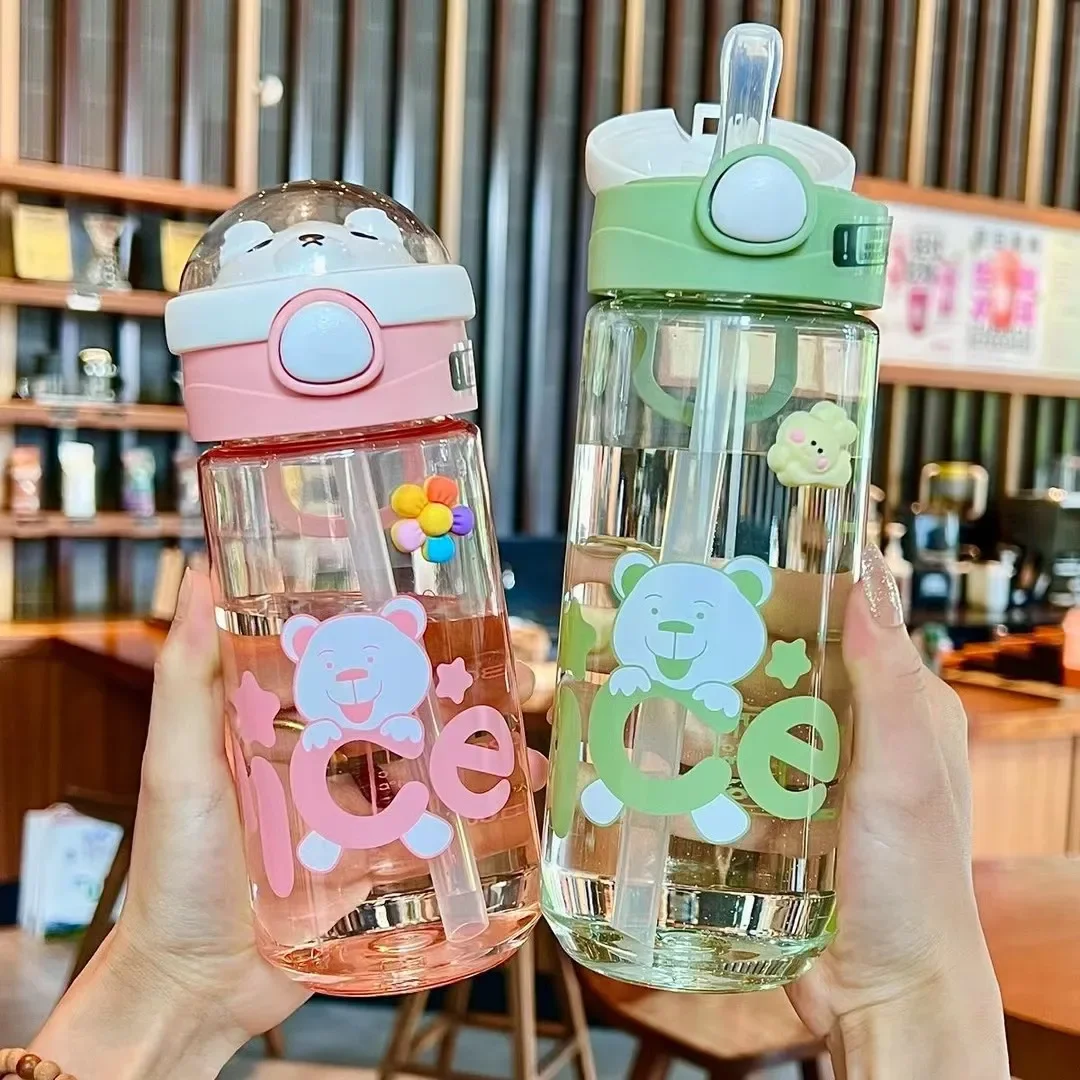 550ml Water Bottle With Straw Mini Kawaii Aesthetic Air Up Plastic Reusable  Flat Gourd Kids Drink Bottle School Sport Water Jar - Water Bottles -  AliExpress