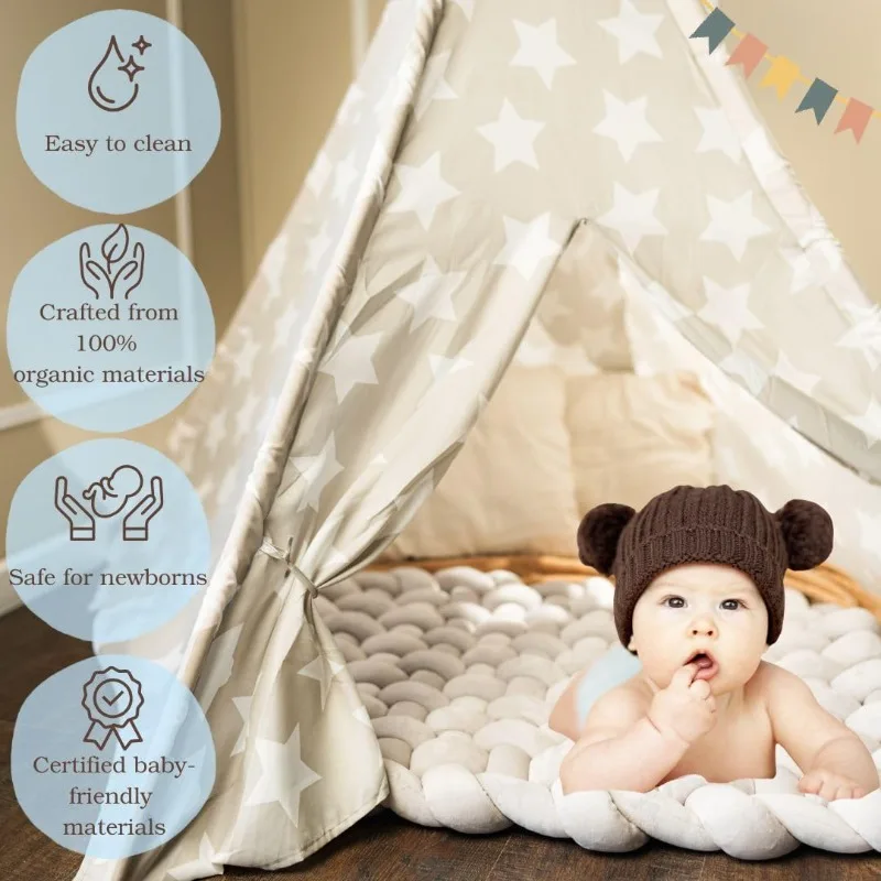Tappetino in peluche intrecciato per bambini – Tappetino da gioco morbido e lavabile, tappeto intrecciato per regalo per la doccia della scuola materna, grande cuscino da pavimento per bambini - immagine 5