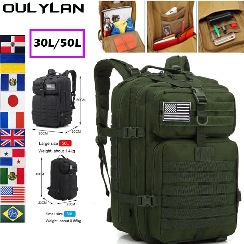 

30L/50L Large Capacity Camping Rucksack Men Army Military Tactical Backpack Outdoor Softback Waterproof Hiking Hunting Bags